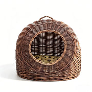 Wicker Pet Carrier with Lid  2-in-1 Cat & Dog Bed for Car Travel & Home Use