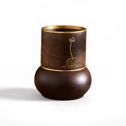 Luxury Red Sandalwood & Brass Pen Caddy - Retro Chinese Art Study Ornament | Premium Stationery Gift