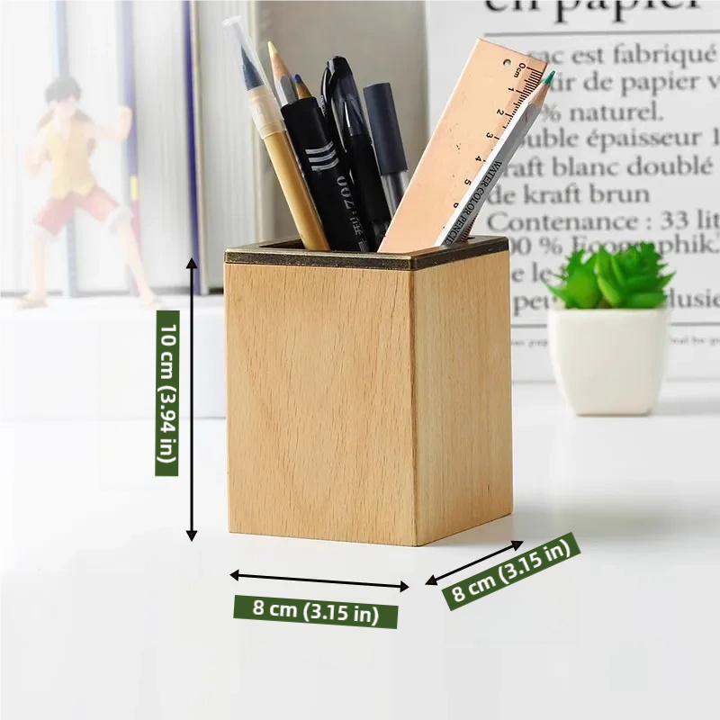 Bamboo Desk Organizer Pen Holder - Multi-Use for School Office Supplies & Makeup Storage | Gift Idea