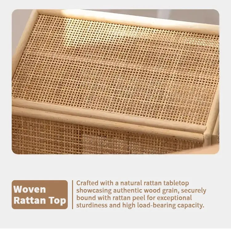 Boho Rattan Cat House  Elevated Wooden Frame Pet Cave with Removable Cushion