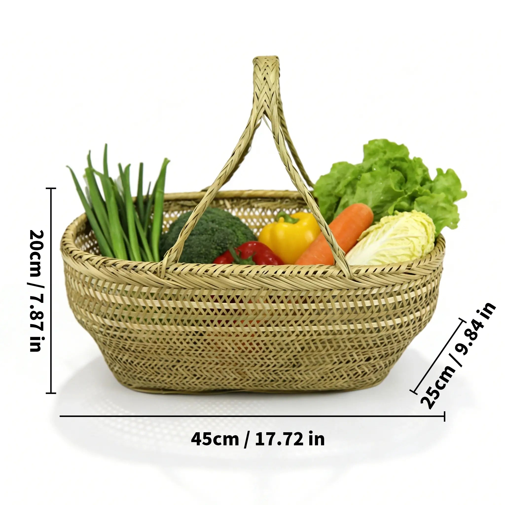 Bamboo Market Basket | Versatile Eco-Friendly Storage Tote for Kitchen & Picnics