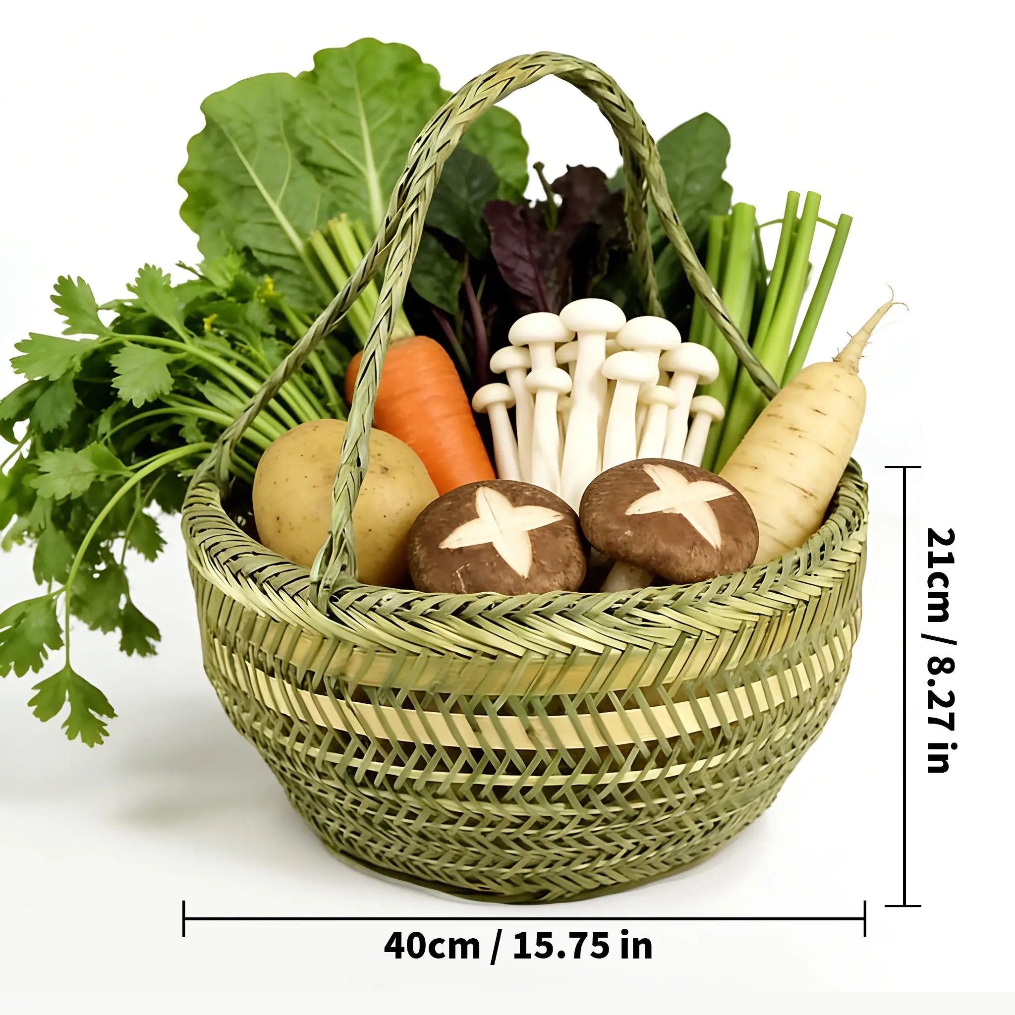 Bamboo Market Basket | Versatile Eco-Friendly Storage Tote for Kitchen & Picnics