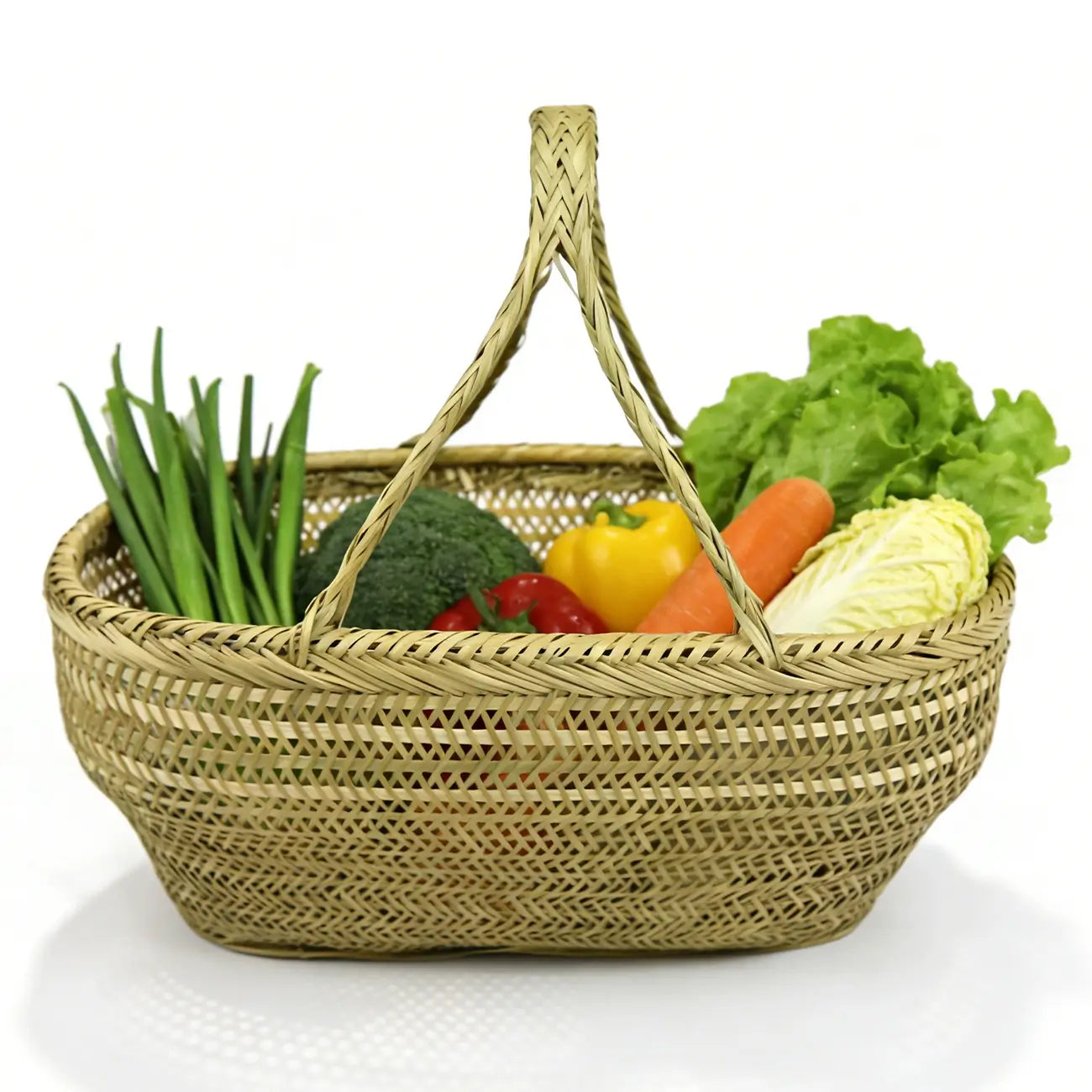 Bamboo Market Basket | Versatile Eco-Friendly Storage Tote for Kitchen & Picnics