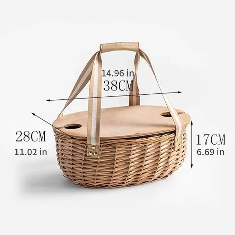 Outdoor Camping Wicker Insulated Basket for Spring Outing