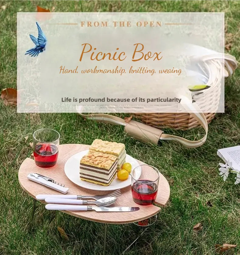 Outdoor Camping Wicker Insulated Basket for Spring Outing