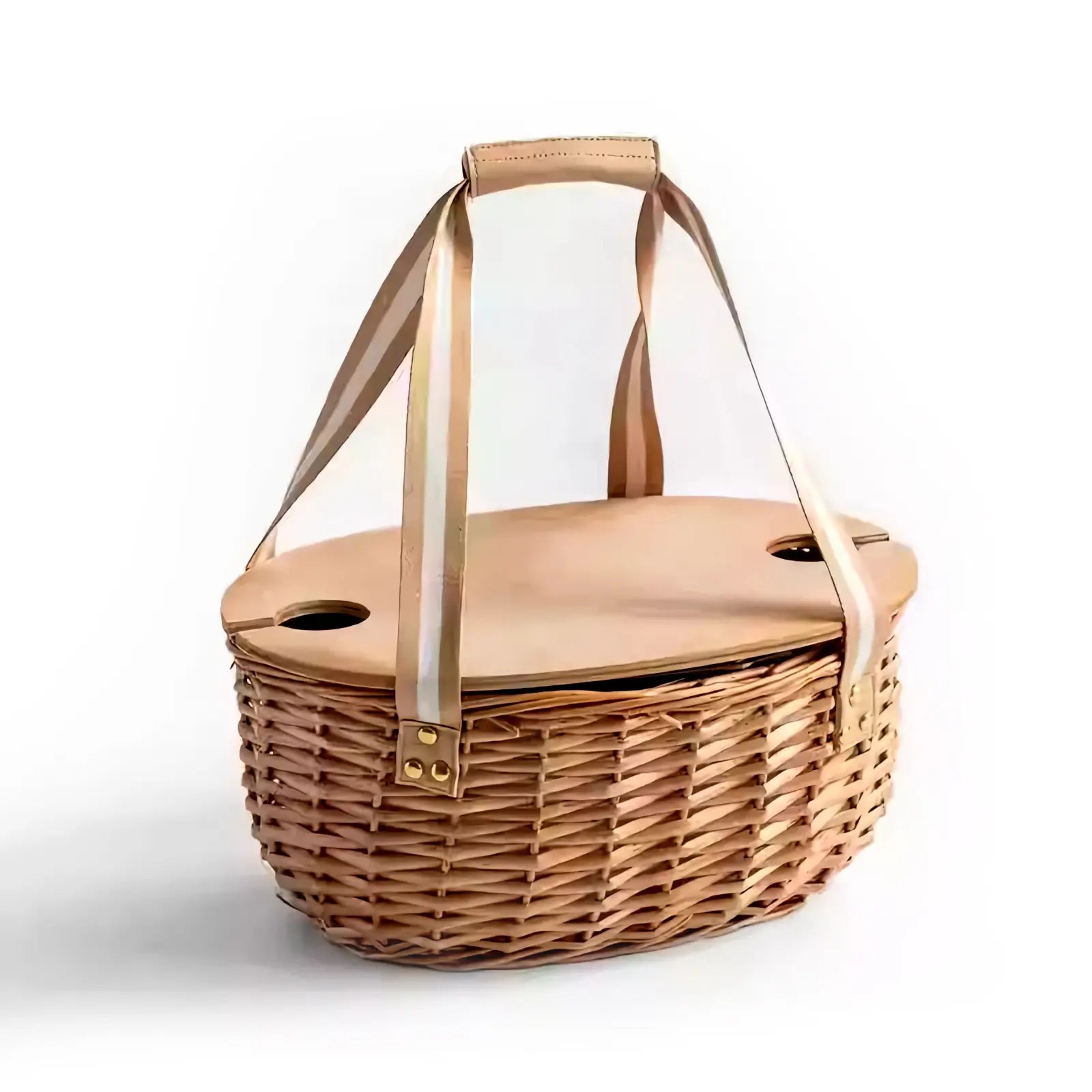 Outdoor Camping Wicker Insulated Basket for Spring Outing