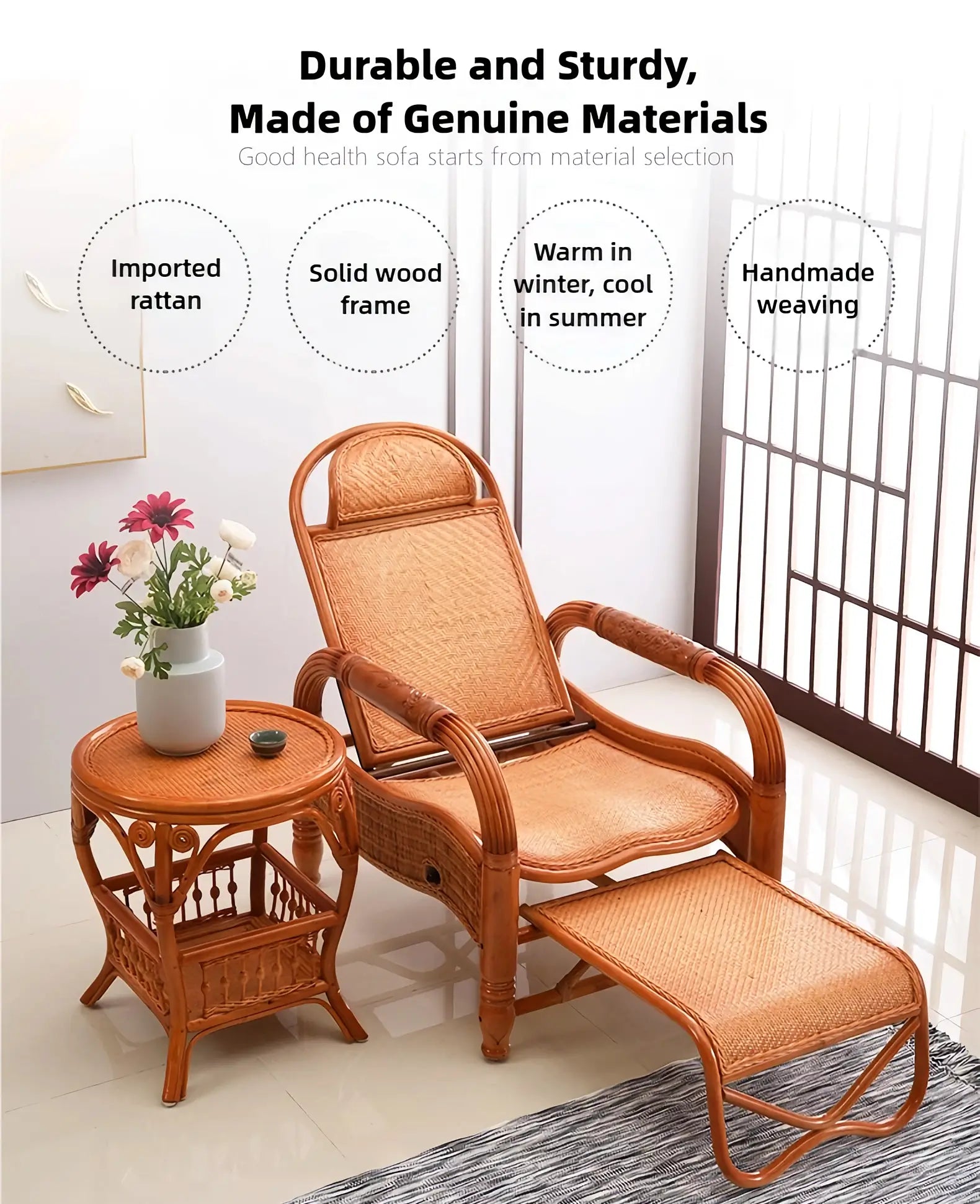 Rattan Leisure Lounge Chair with Coffee Table