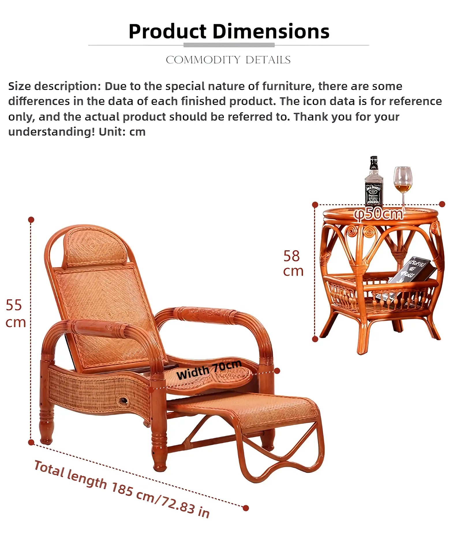 Rattan Leisure Lounge Chair with Coffee Table